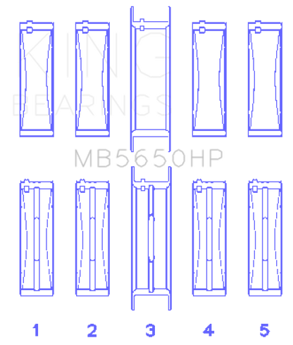 King Ford 370/429/460 16V OHV (Size .001) Crankshaft Main Bearing Set