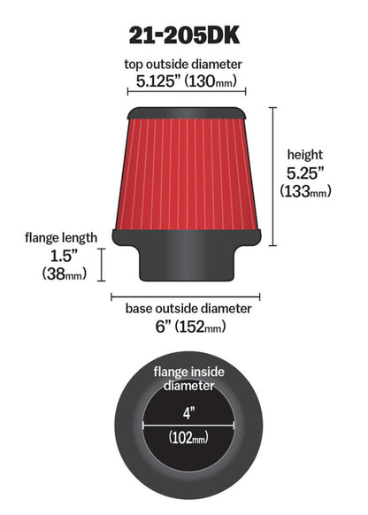 AEM 4 in Short Neck 5 in Element Filter