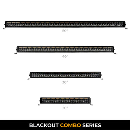 Go Rhino Xplor Blackout Combo Series Dbl Row LED Light Bar w/Amber (Side/Track Mount) 40in. - Blk