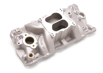 Edelbrock Manifold SBC 23-Degree Marine RPM 1955-1986 w/ Brass