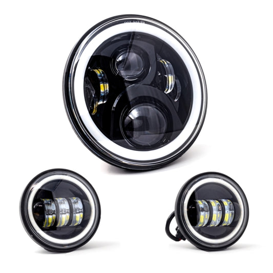 Letric Lighting 7? Full-Halo Black LED Headlight with (2) 4.5? Full-Halo Black Passing Lamps