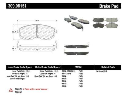 StopTech Performance 02-04 Infiniti I30/I35 / 02-06 Nissan Altima Front Brake Pads