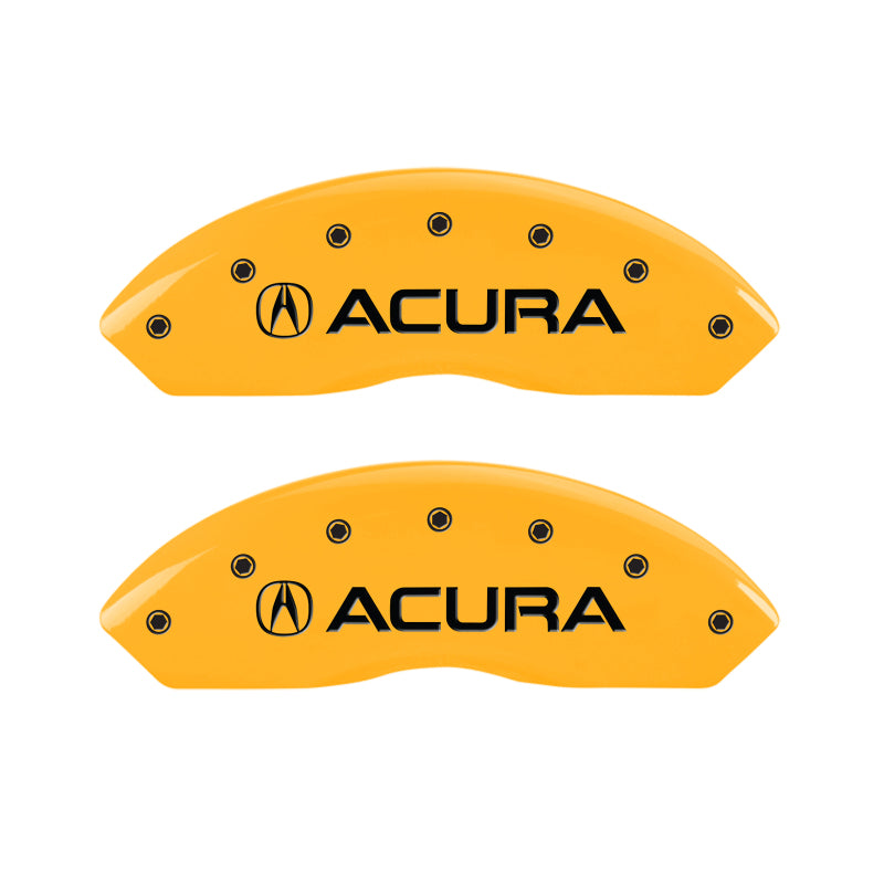 MGP 4 Caliper Covers Engraved Front Acura Engraved Rear TSX Yellow finish black ch