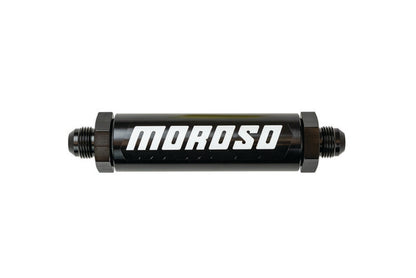 Moroso In-Line Fuel Filter - 6.5in -8An - 40 Micron SS Filter - Aluminum