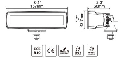 Go Rhino Xplor Blackout Series Sixline LED Spot Light Kit (Surface/Threaded Stud Mount) - Blk (Pair)