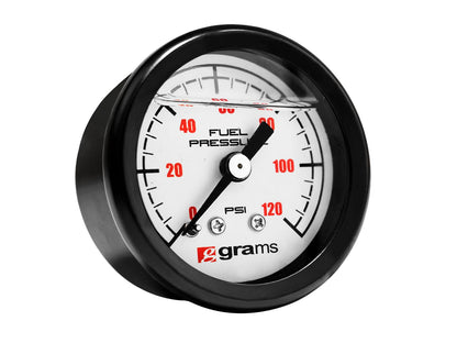 Grams Performance - 0-120psi Fuel Pressure Gauge - Black Face/ White Face