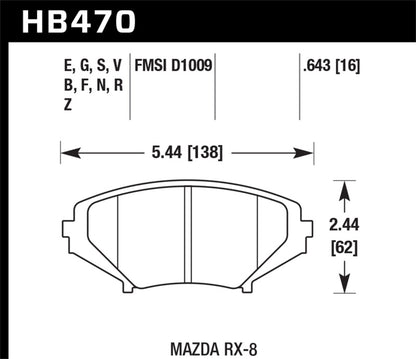 Hawk 04-09 RX8 Blue 9012 Race Front Brake  Pads D1009