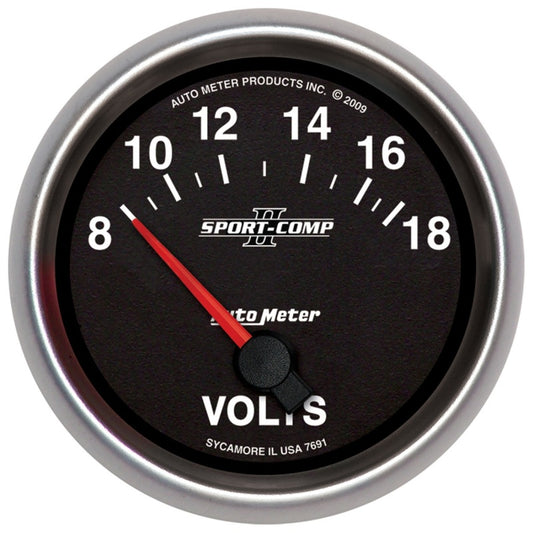 Autometer Sport-Comp II 2-5/8in 18V Electrical Voltmeter Gauge