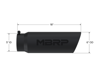 MBRP Universal Tip 6in OD Angled Rolled End 5in Inlet 18in Lgth Black Finish Exhaust