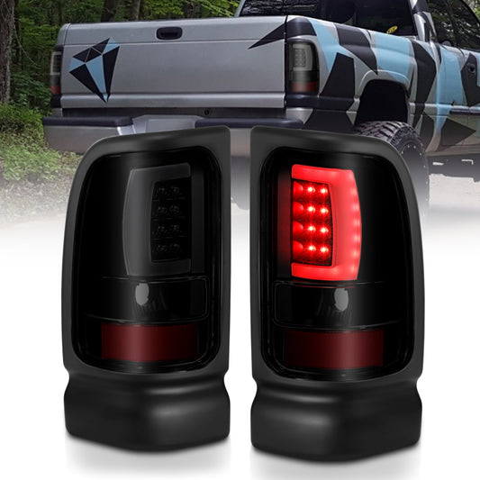 ANZO 1994-2001 Dodge Ram 1500 LED Taillights Plank Style Black w/Smoke Lens