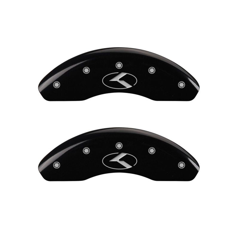 MGP 4 Caliper Covers Engraved Front & Rear Circle K/Kia Black finish silver ch