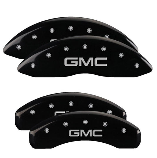 MGP 4 Caliper Covers Engraved F&R 21-22 GMC Yukon/XL - GMC Black w/ Silver Characters