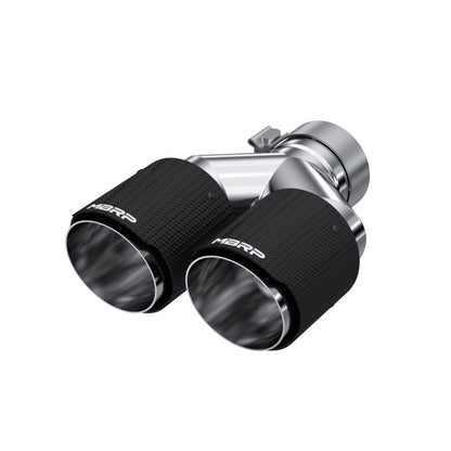 MBRP 3in ID / Dual 4in OD Out Staggered L 9.87in / R 9.37in Dual Wall Carbon Fiber Univ Exhaust Tip