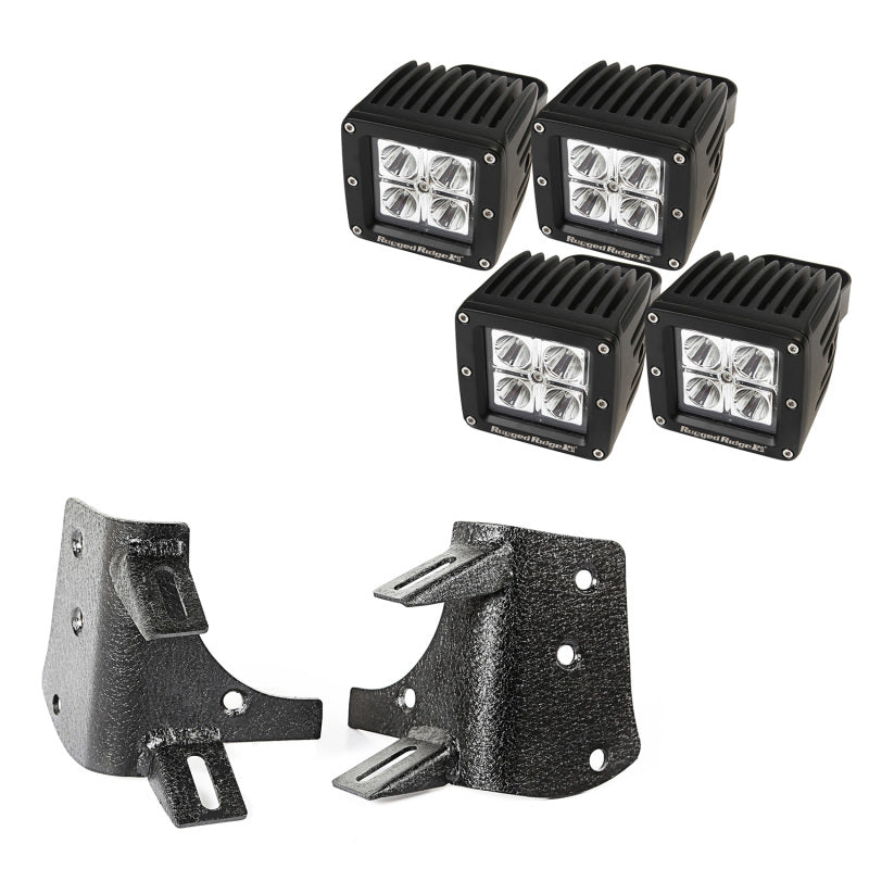 Rugged Ridge 97-06 Jeep Wrangler TJ/LJ 3in Square Dual A-Pillar LED Kit