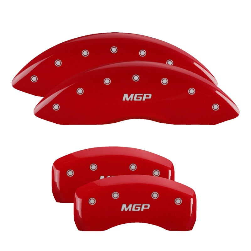 MGP 4 Caliper Covers Engraved Front & Rear Red Power Coat Finish Silver Characters - Honda