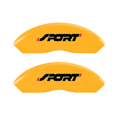 MGP 4 Caliper Covers Engraved Front & Rear No bolts/Sport Yellow finish black ch