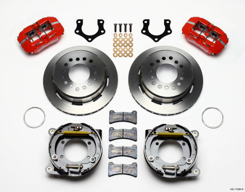 Wilwood Dynapro Low-Profile 11.00in P-Brake Kit - Red Mopar/Dana 2.50in Off w/Snap Ring Brng