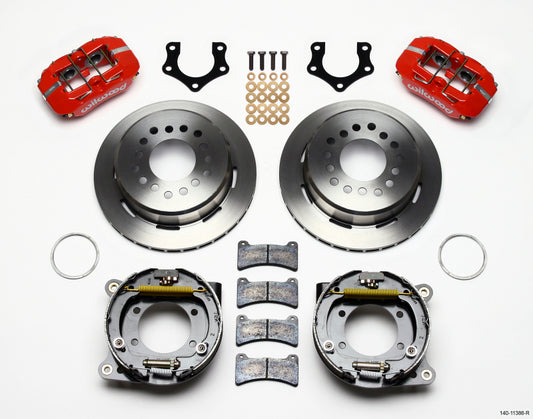 Wilwood Dynapro Low-Profile 11.00in P-Brake Kit - Red Mopar/Dana 2.50in Off w/Snap Ring Brng