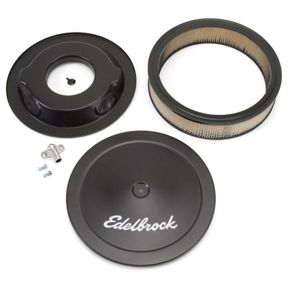 Edelbrock Air Cleaner Pro-Flo Series Round Steel Top Paper Element 14In Dia X 3 75In Dropped Base