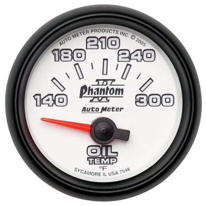 Autometer Phantom II 52mm Short Sweep Electronic 140-300 Deg F Oil Temperature Gauge