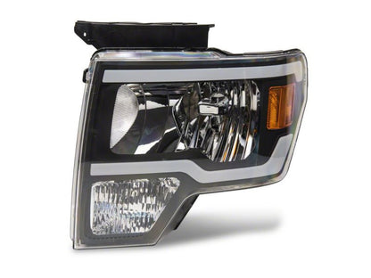 Raxiom 09-14 Ford F-150 Axial Series Headlights w/ LED Bar- Blk Housing (Clear Lens)