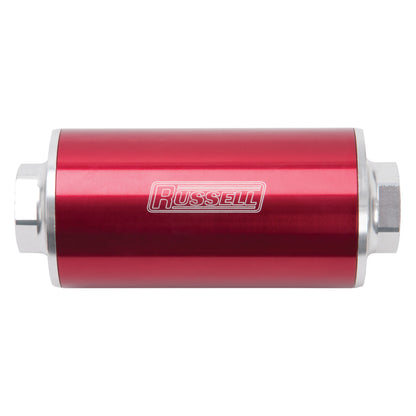 Russell Performance Profilter Fuel Filter 6in Long 10 Micron -10AN Inlet -10AN Outlet - Red