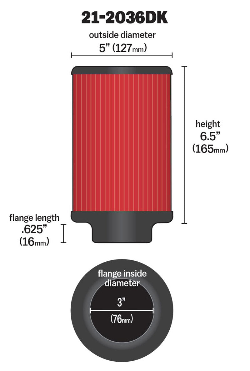 AEM - Aif Filter, 3inFLG/ 5inOD/ 6-1/2inH Dry Flow