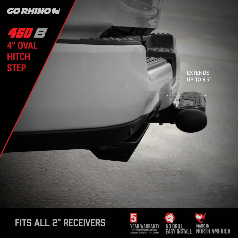 Go Rhino 4in Oval Hitch Step - Black