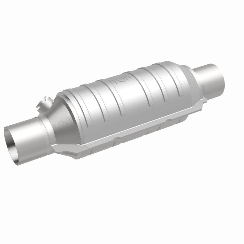 MagnaFlow Univ Cat Conv 2in Inlet/Outlet Ctr/Ctr Round 11in Body L x 5.125in W x 15in Overall L