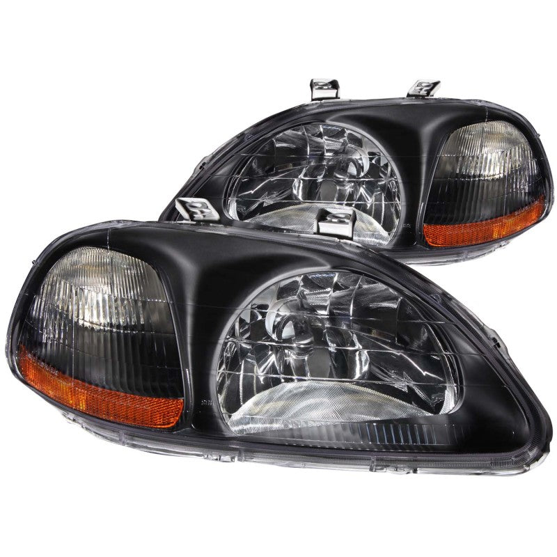 ANZO - 1996-1998 Honda Civic Crystal Headlights Black
