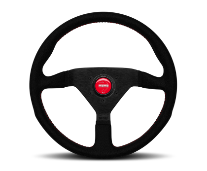 MOMO - Montecarlo Alcantara Steering Wheel 350 mm - Black/Red Stitch/Black Spokes