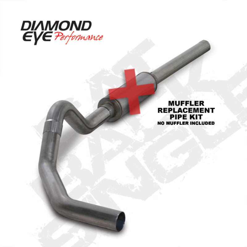 Diamond Eye KIT 4in Catback MFLR RPLCMENT PIPE Single SS: 2004.5-2007.5 DODGE CUMMINS 600