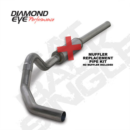 Diamond Eye KIT 4in Catback MFLR RPLCMENT PIPE Single SS: 2004.5-2007.5 DODGE CUMMINS 600