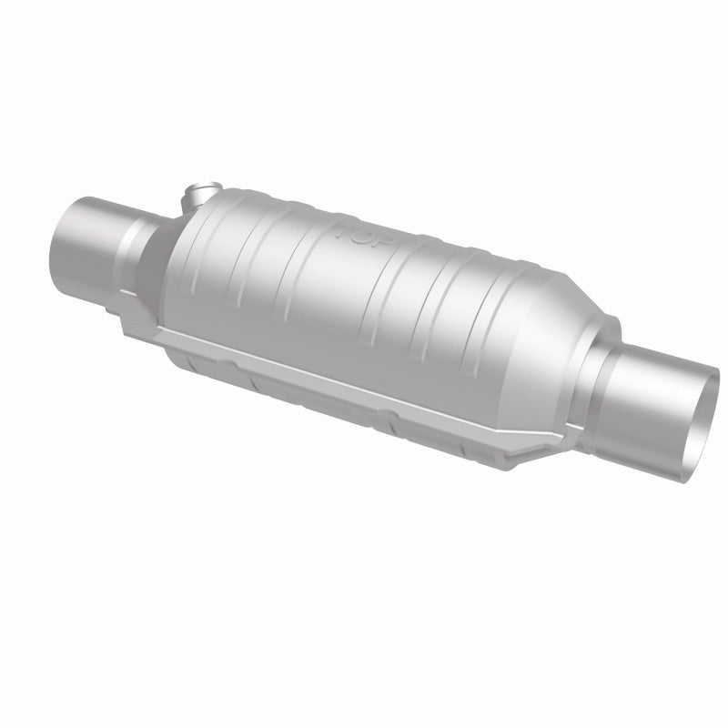 MagnaFlow Univ Cat Conv 2in Inlet/Outlet Ctr/Ctr Round 11in Body L x 5.125in W x 15in Overall L
