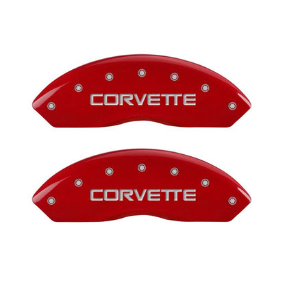 MGP 4 Caliper Covers Gloss Red Engraved with Corvette C4 (Full Kit 4 Pieces)