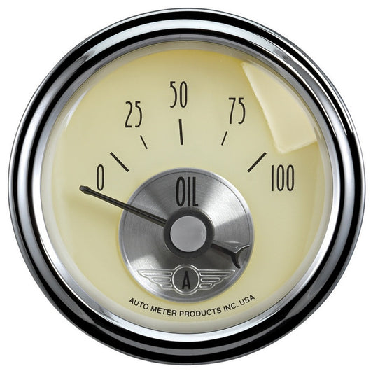 Autometer Prestige Series 2-1/16in 100 PSI Oil Presse Gauge (Antique Ivory)