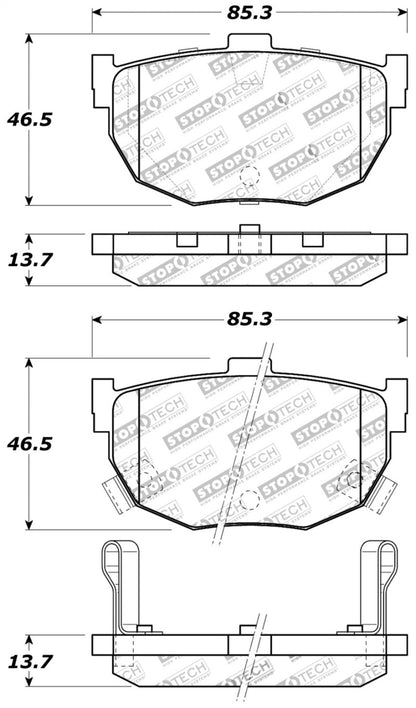 StopTech Performance Hyundai Elantra/Tiburon / Kia Spectra / Nissan Maxima/Stanza Rear Brake Pads