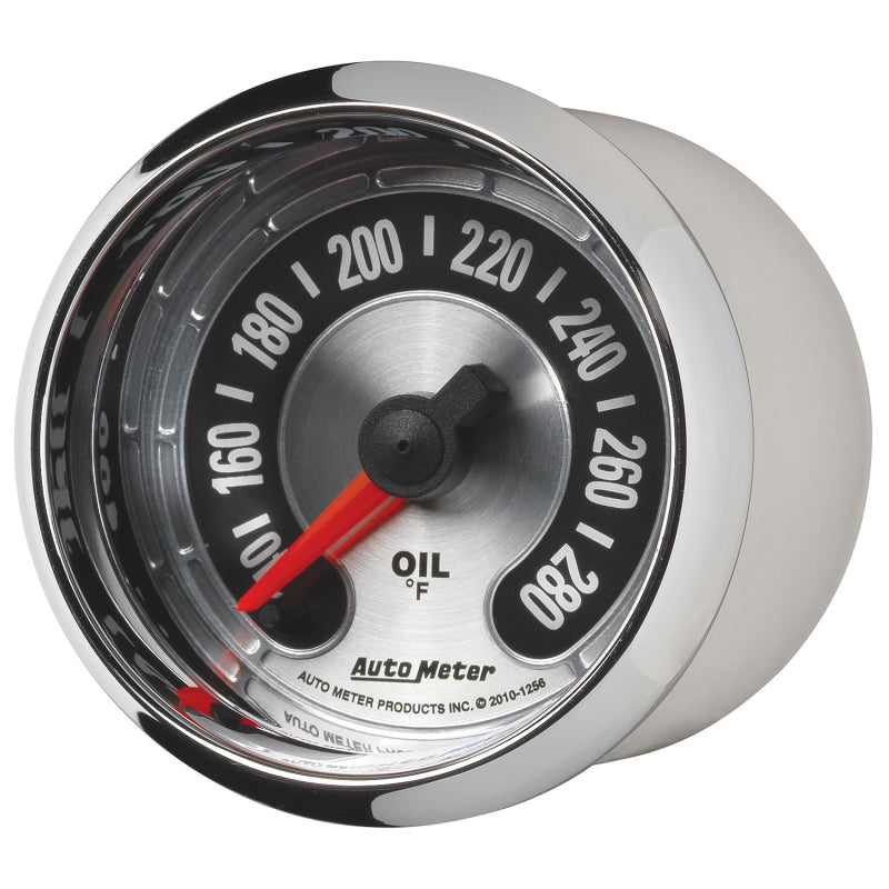 Autometer American Muscle 2-1/16in Full Sweep Electric Digital Stepper 140-280 Deg F Oil Temp Gauge