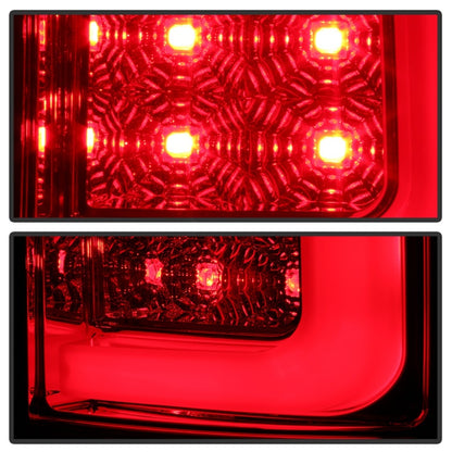 Spyder 07-13 GMC Sierra 1500 V2 Light Bar LED Tail Lights - Red Clear (ALT-YD-GS07V2-LBLED-RC)