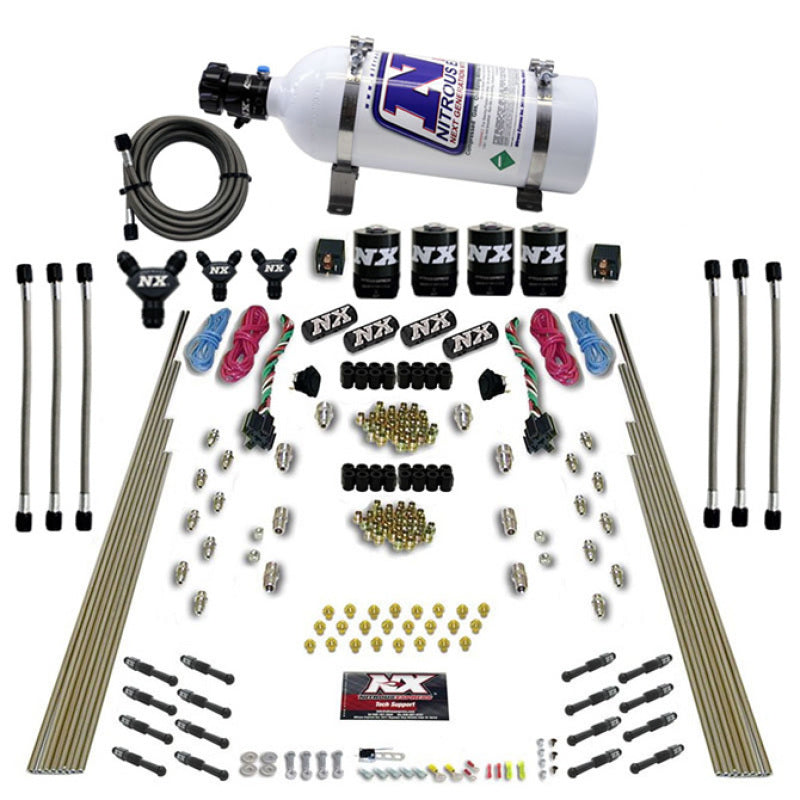 Nitrous Express 8 Cyl Dry Direct Port Dual Stage 4 Solenoids Nitrous Kit (200-600HP) w/5lb Bottle