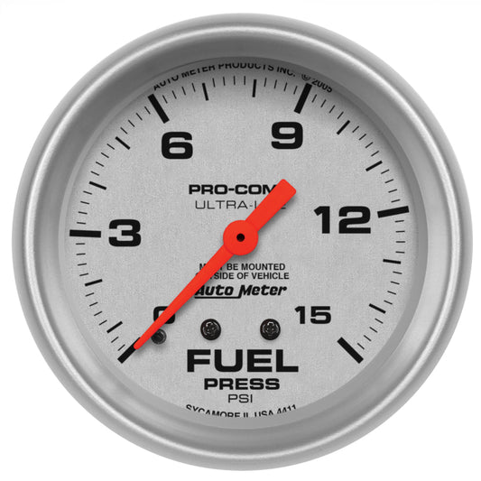 Autometer Ultra-Lite 2 5/8inMechanical Fuel Presure Gauge 15psi