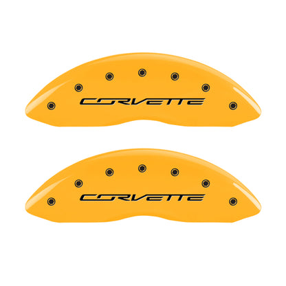 MGP 4 Caliper Covers Engraved Front & Rear C7/Corvette Yellow finish black ch