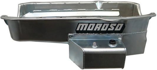 Moroso 80-85 Chevy SBC/Dart (w/2 Pc Seal/Low Clearance) Wet Sump 7qt 7in Steel Oil Pan - Black