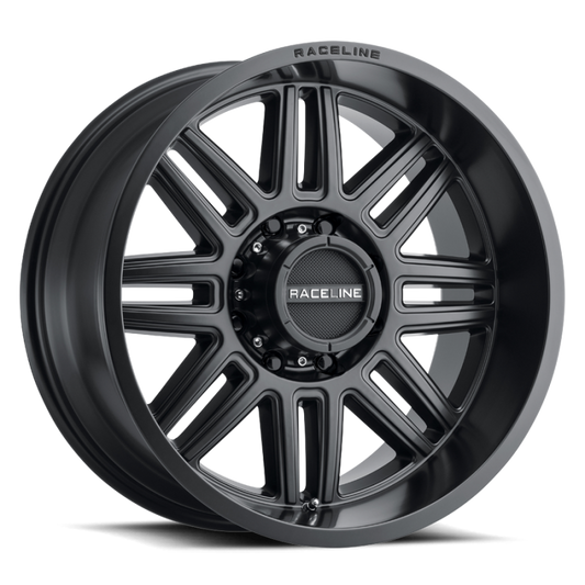 Raceline 948B Split 20x10in / 5x127 BP / -19mm Offset / 78.1mm Bore - Satin Black Wheel