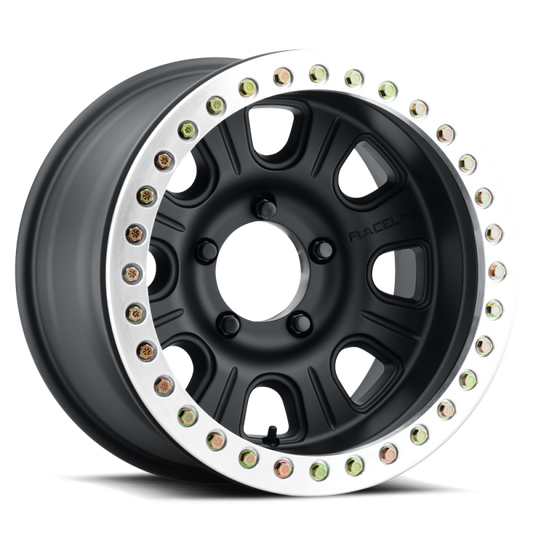 Raceline RT231 Monster 17x9.5in/6x139.7 BP/-32mm Offset/107.95mm Bore BLK & MACH Ring Beadlock Wheel
