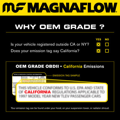 MagnaFlow Direct Fit Catalytic Converter OEM Grade 00-05 Toyota MR2 Spyder 1.8L Rear