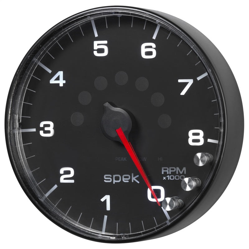 Autometer Spek-Pro Gauge Tachometer 5in 8K Rpm W/Shift Light & Peak Mem Black/Black