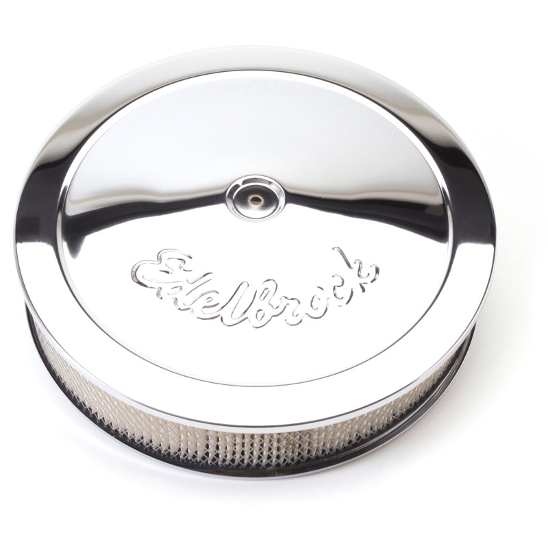 Edelbrock Air Cleaner Pro-Flo Series Round Steel Top Paper Element 14In Dia X 3 75In Dropped Base