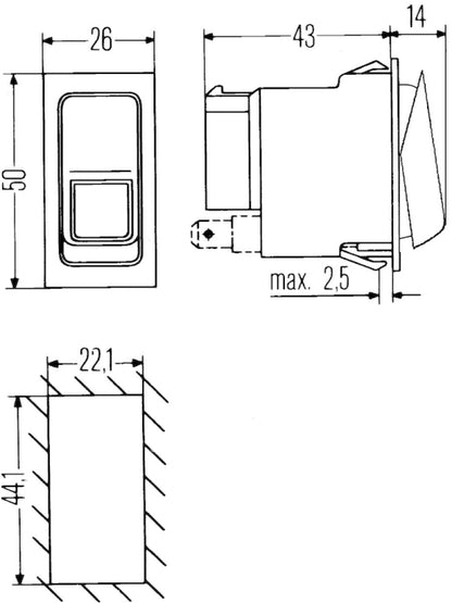 Hella Switch Rocker Spdt 6 Pole