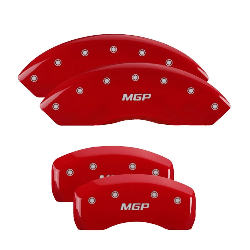 MGP 4 Caliper Covers Engraved Front & Rear MGP Red Finish Silver Char 2017 Toyota Corolla IM